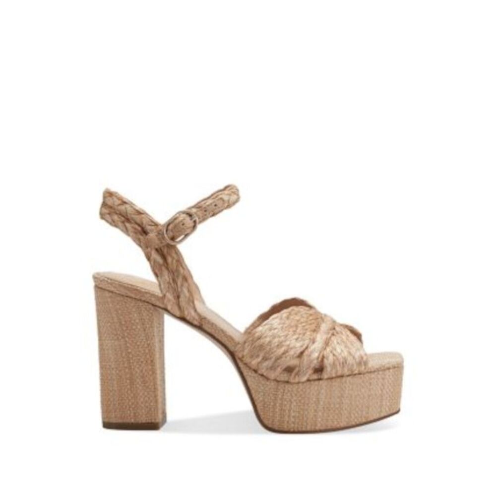 MARC FISHER LTD Womens Beige Espadrille 1-1/2" Platform Chela Heeled Sandal 10 M - Picture 2 of 4
